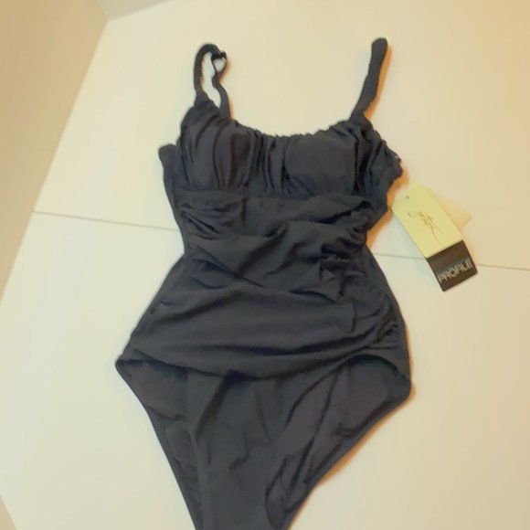NWT Gottex Black Ruched One Piece swimsuit - Picture 3 of 5